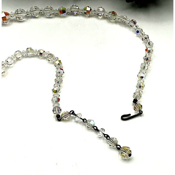 Vintage Aurora Borealis Crystal Beaded Necklace With Hook Clasp - Picture 5 of 6